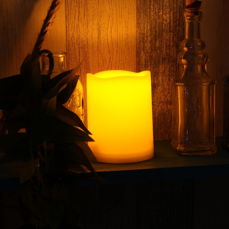 QIDEA Outdoor Waterproof Battery Operated Flameless LED Pillar Candles with Remote Timer Flickering Electric Plastic Resin Decorative Lights for Xmas Christmas Wedding Party Decorations Gifts Supplies 3 PCS - Image 4